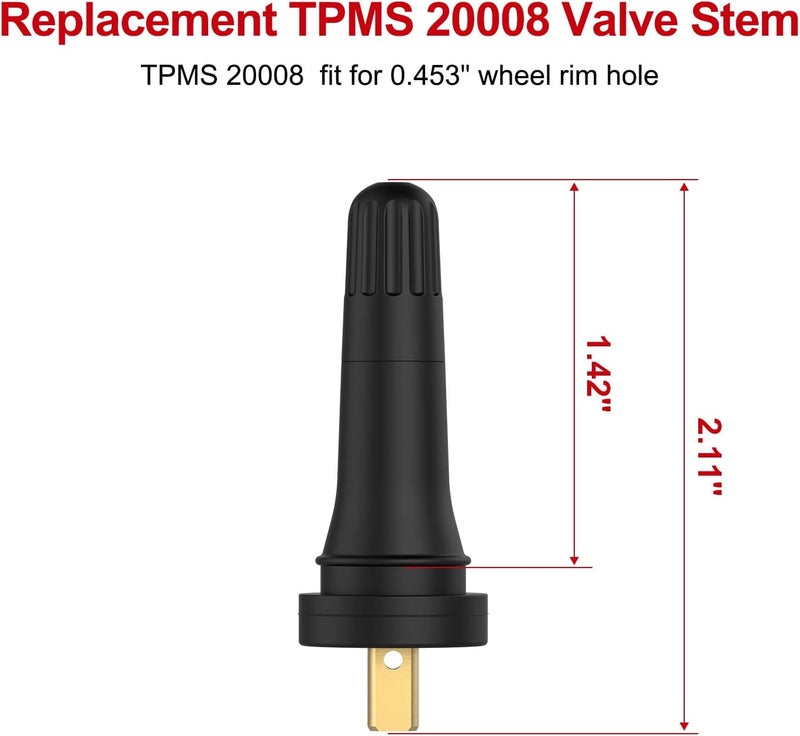 SUN SOUL TPMS 20008 Replacement Tire Pressure Sensor Rubber Valve Stems for 0.453 inch 11.5mm Rim Holes on Standard Vehicle Tires, Pack of 5 Sets TPMS Valve Stems - Image 2